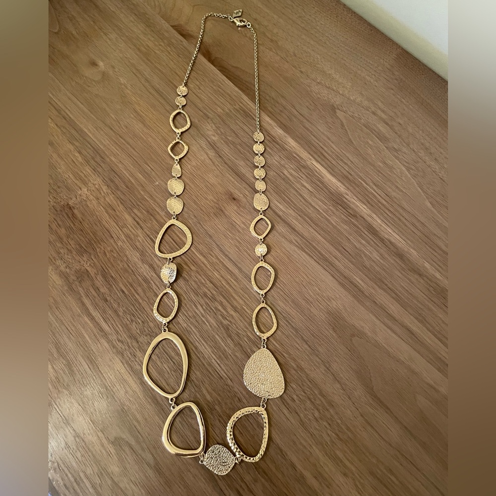Sequin Long Gold Statement Necklace, 18" Drop